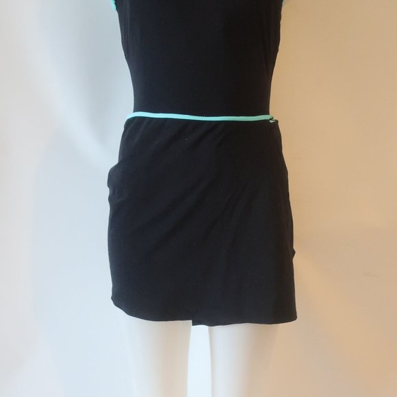 Womens Pilpel Black Aqua Blue 2-Pc Swim Cover-Up Skirt One Piece Swimsuit 12 * - Picture 8 of 9